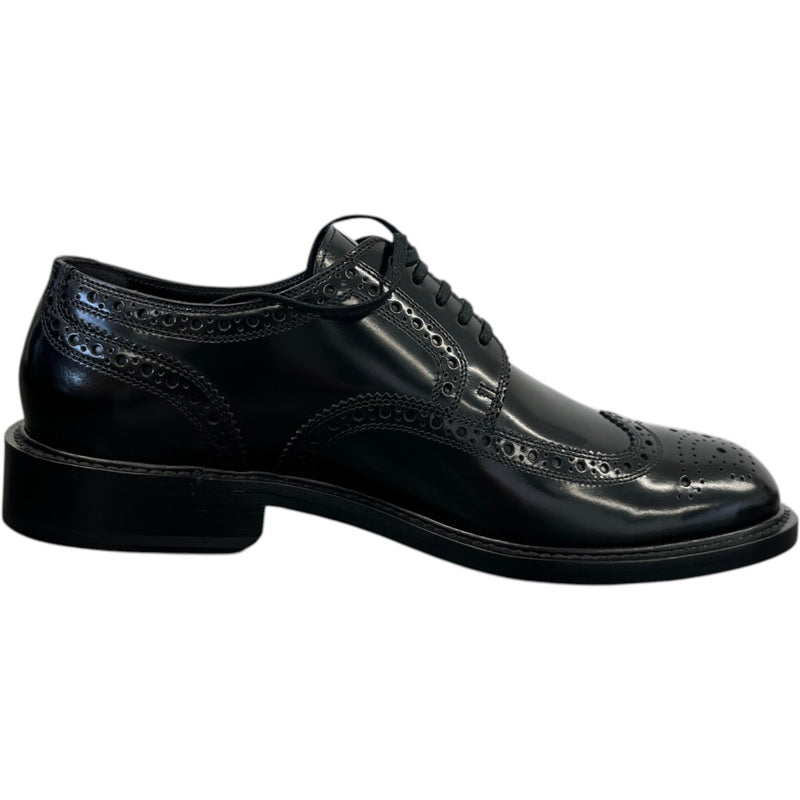 Men's Army Perforated Lace Up Loafers Black Size EU 40 / UK 6
