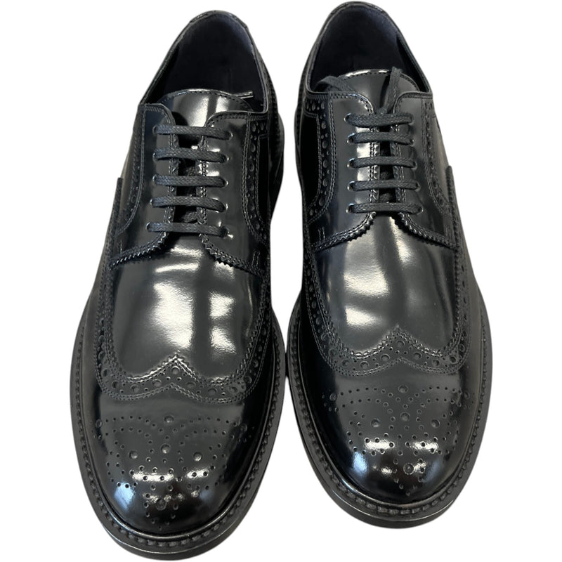 Men's Army Perforated Lace Up Loafers Black Size EU 40 / UK 6
