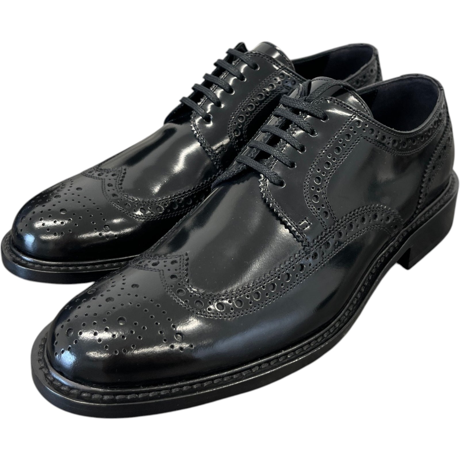 Men's Army Perforated Lace Up Loafers Black Size EU 40 / UK 6 - Photo 9