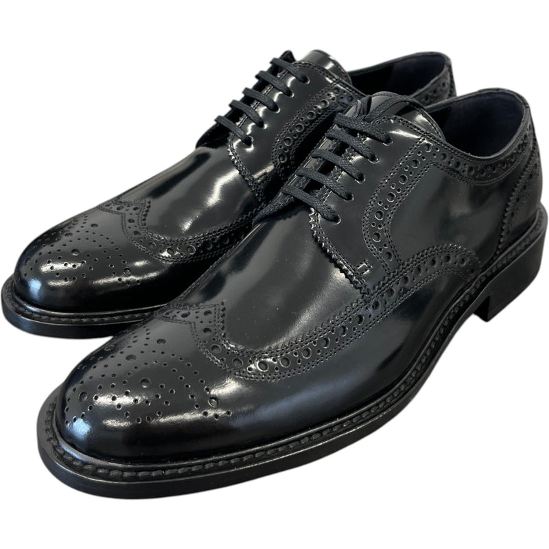 Men's Army Perforated Lace Up Loafers Black Size EU 40 / UK 6
