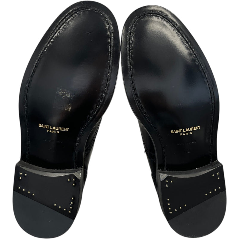 Men's Army Perforated Lace Up Loafers Black Size EU 40 / UK 6
