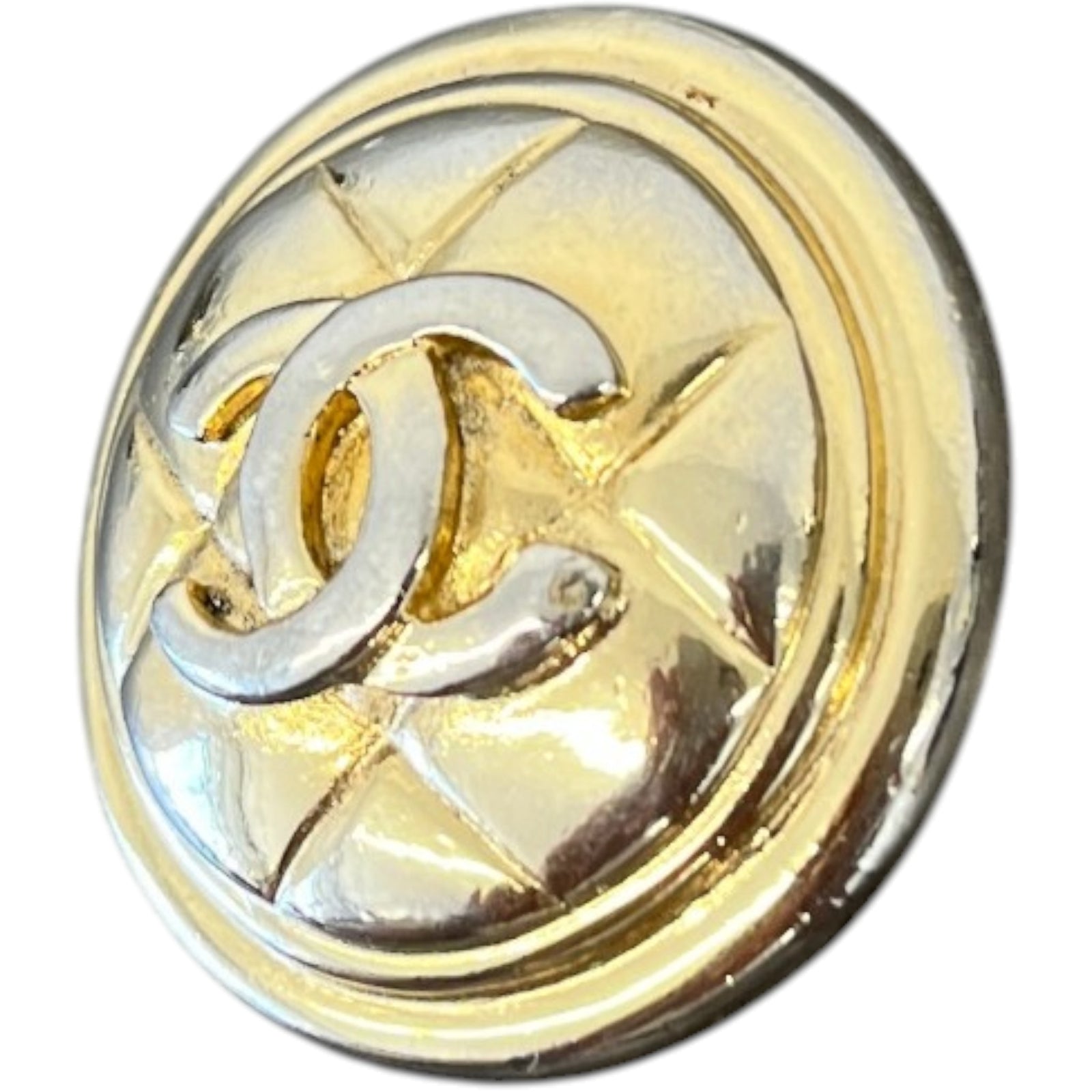 Women's Clip On Cc Logo Button Earrings Gold - Photo 3