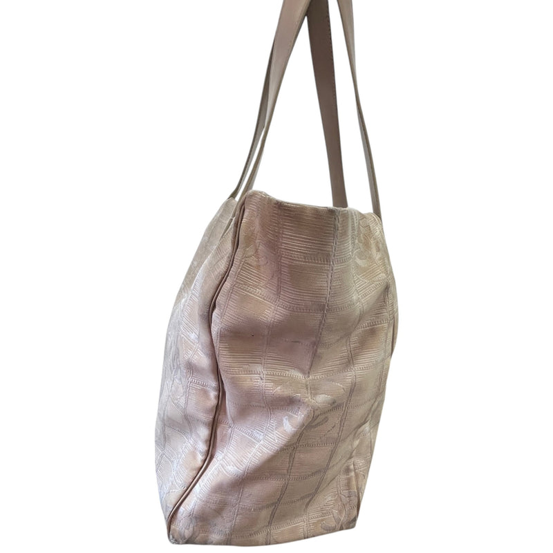 Women's Travel Line Nylon Tote Handbag Beige