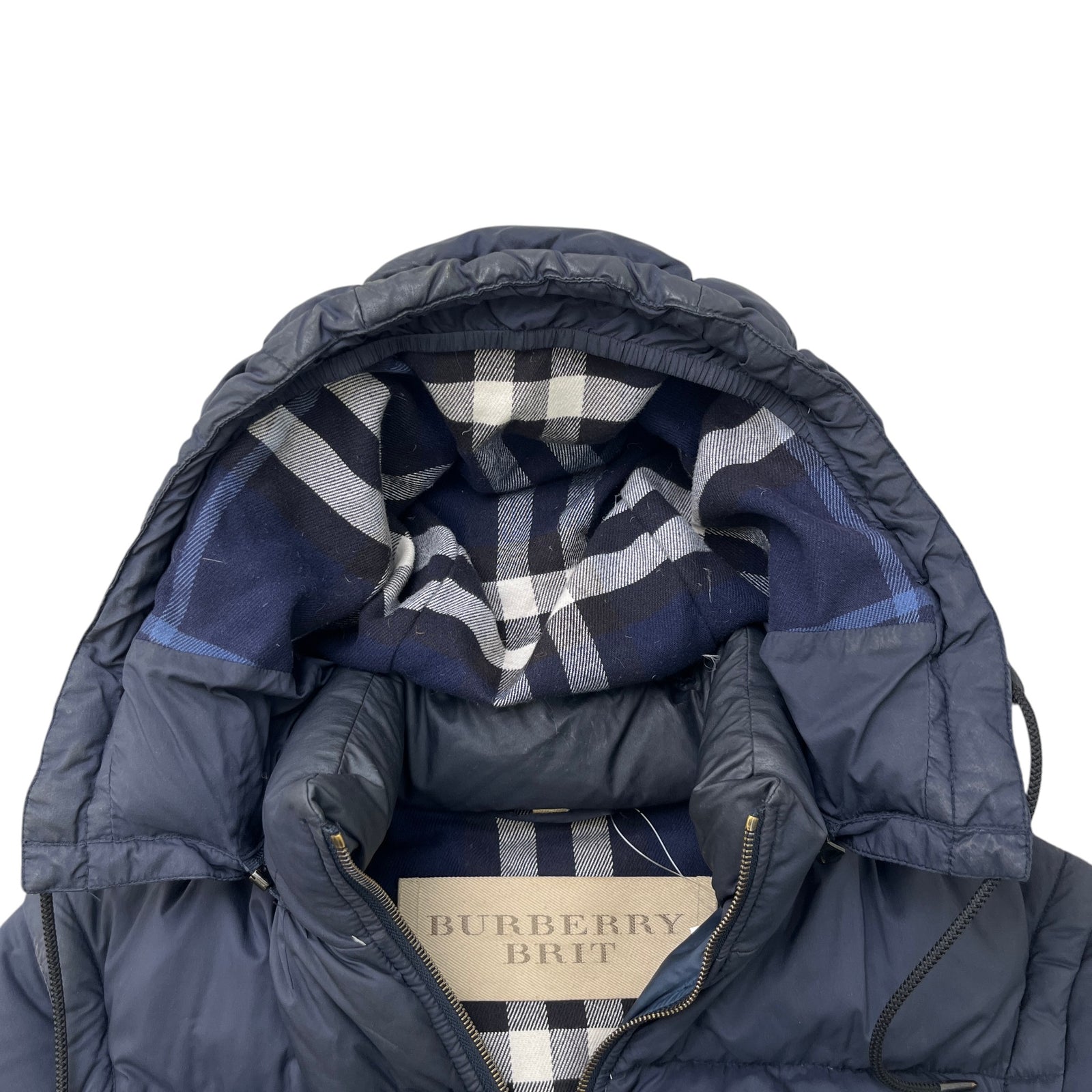Men's Nova Check Lined Detachable Sleeve Down Jacket Navy Size XS - Photo 5