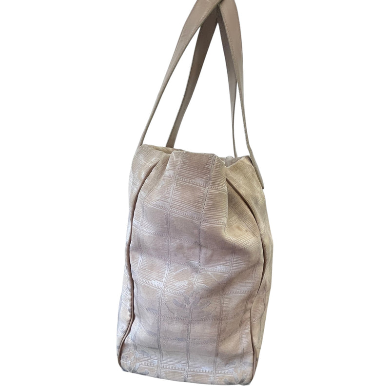 Women's Travel Line Nylon Tote Handbag Beige