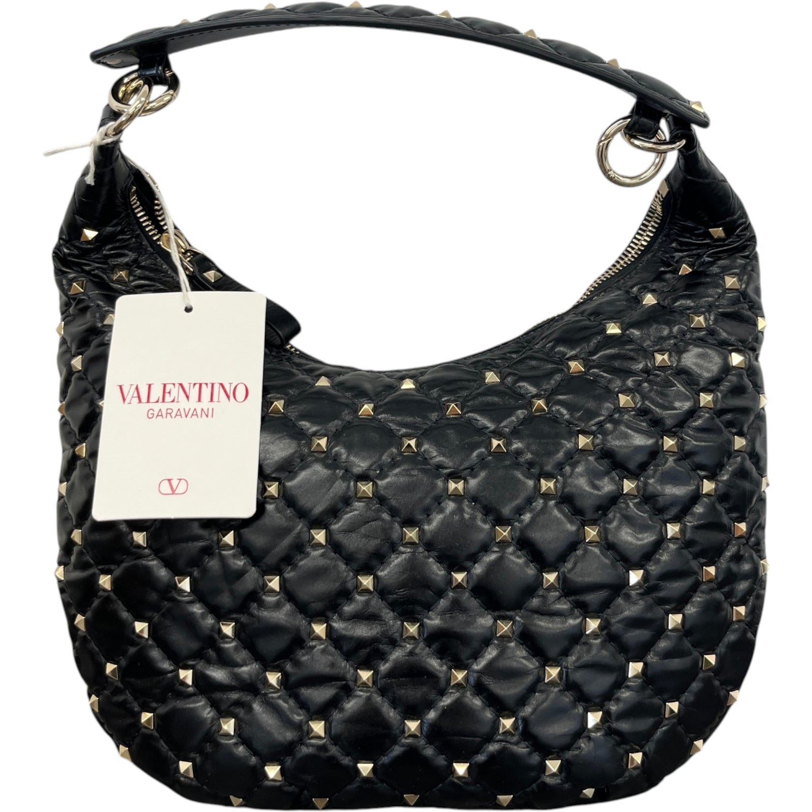 Women's Rockstud Spike Hobo Bag Black - Photo 1