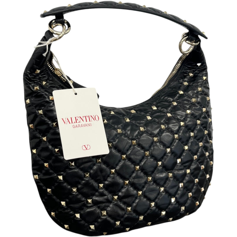 Women's Rockstud Spike Hobo Bag Black