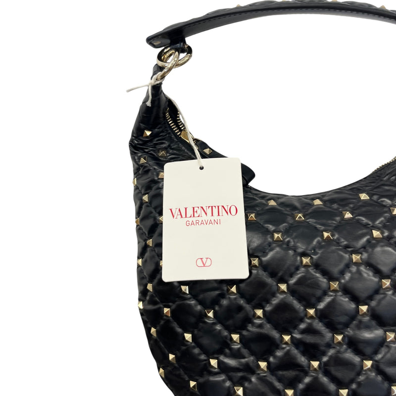 Women's Rockstud Spike Hobo Bag Black