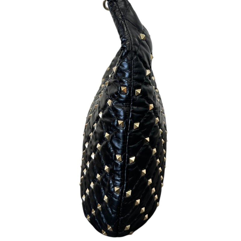 Women's Rockstud Spike Hobo Bag Black