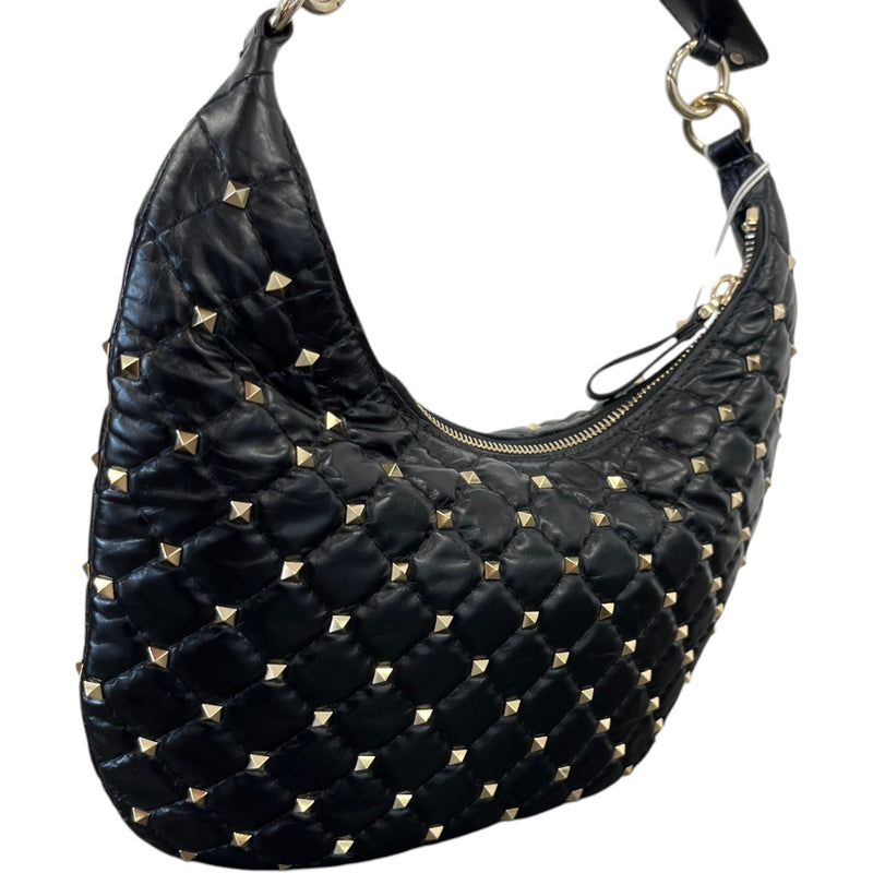 Women's Rockstud Spike Hobo Bag Black