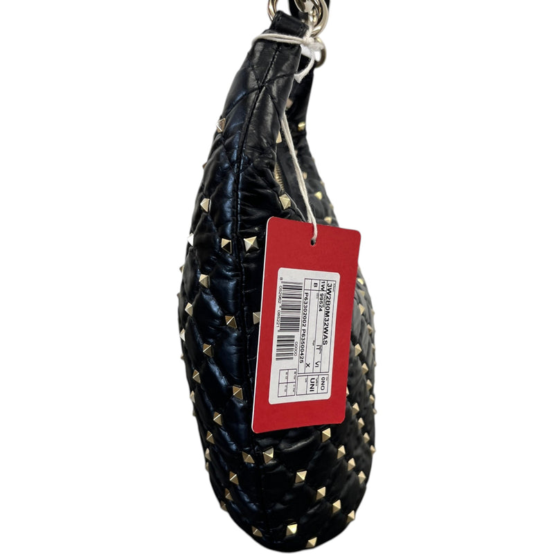 Women's Rockstud Spike Hobo Bag Black