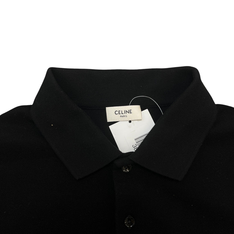 Men's Embroidered Logo Polo Shirt Black Size XS