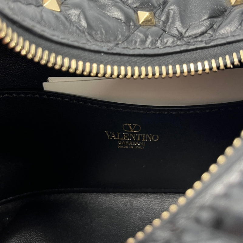 Women's Rockstud Spike Hobo Bag Black