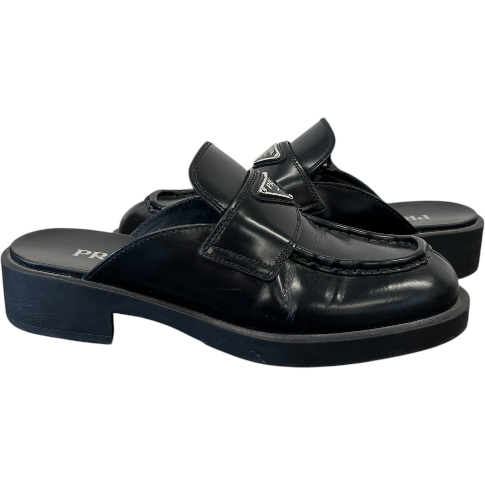 Women's Triangle Logo Loafer Mules Black Size UK 4.5 / EU 37.5 - Photo 3