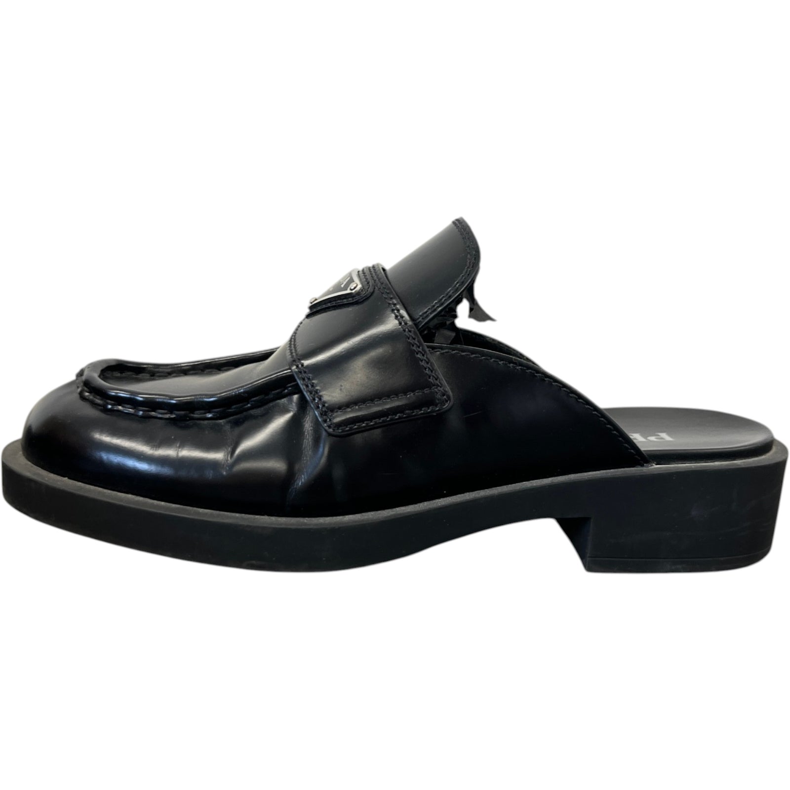 Women's Triangle Logo Loafer Mules Black Size UK 4.5 / EU 37.5 - Photo 5