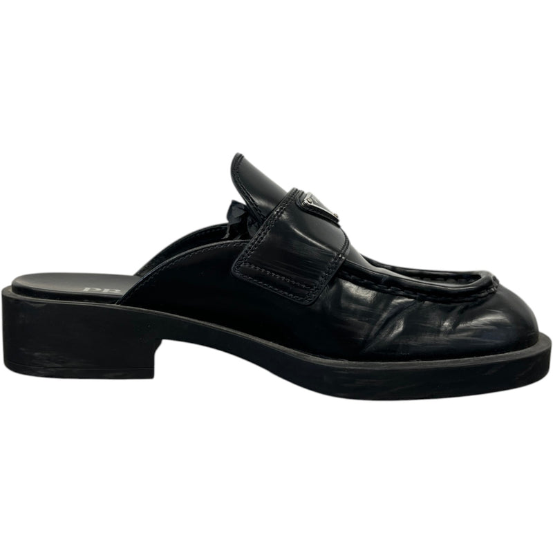Women's Triangle Logo Loafer Mules Black Size UK 4.5 / EU 37.5