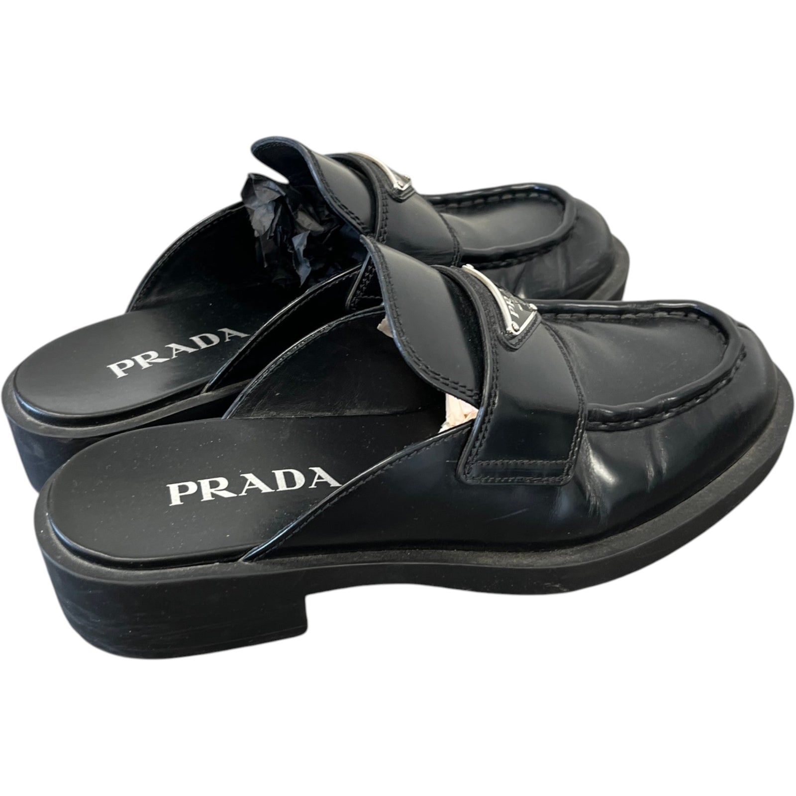 Women's Triangle Logo Loafer Mules Black Size UK 4.5 / EU 37.5 - Photo 8