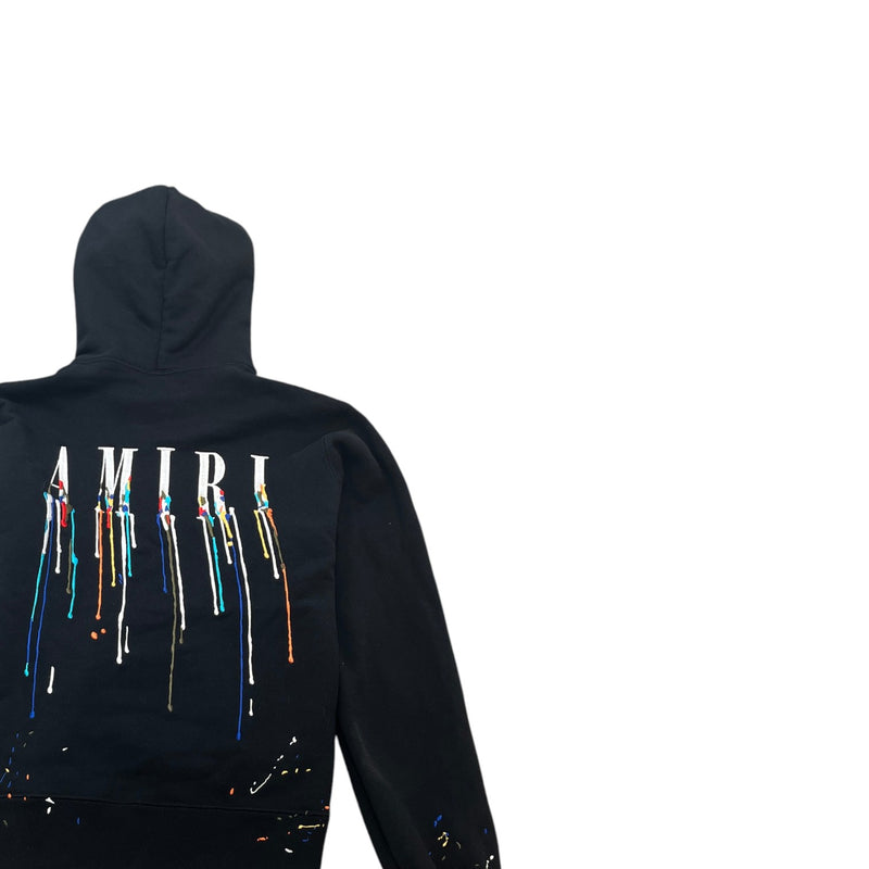 Men's Embroidered Paint Drip Hoodie Black Size M