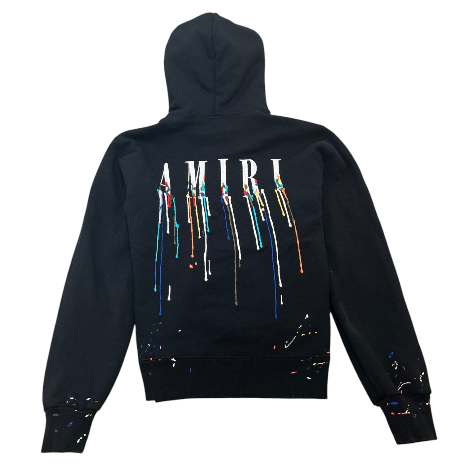 Men's Embroidered Paint Drip Hoodie Black Size M - Photo 2