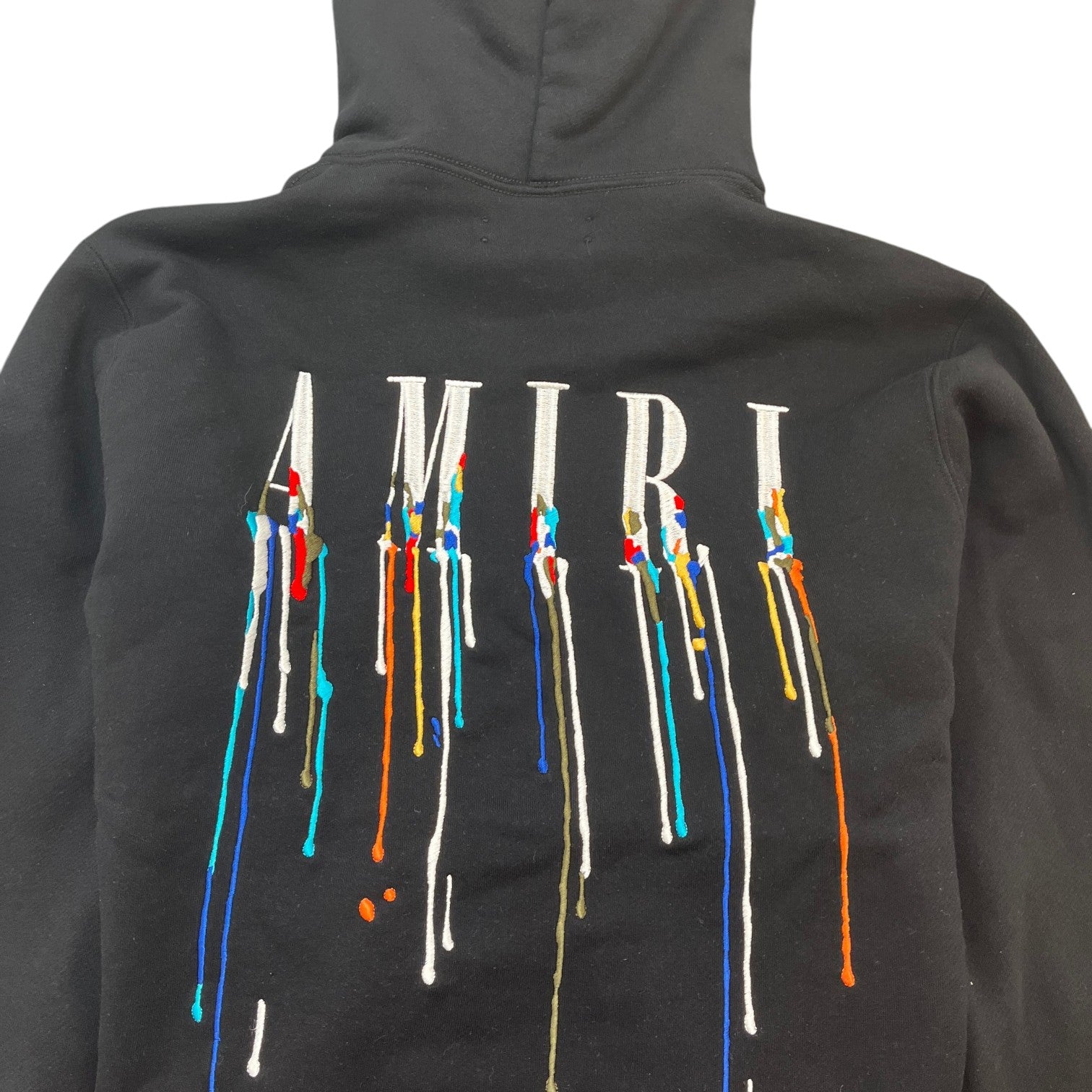 Men's Embroidered Paint Drip Hoodie Black Size M - Photo 6