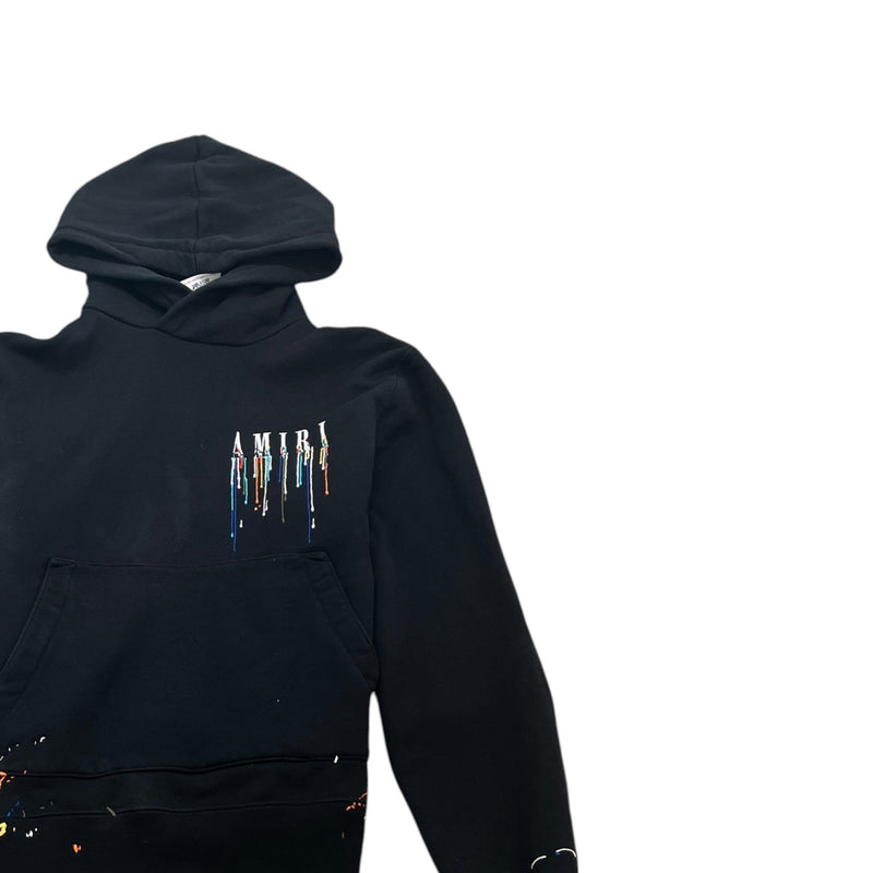 Men's Embroidered Paint Drip Hoodie Black Size M