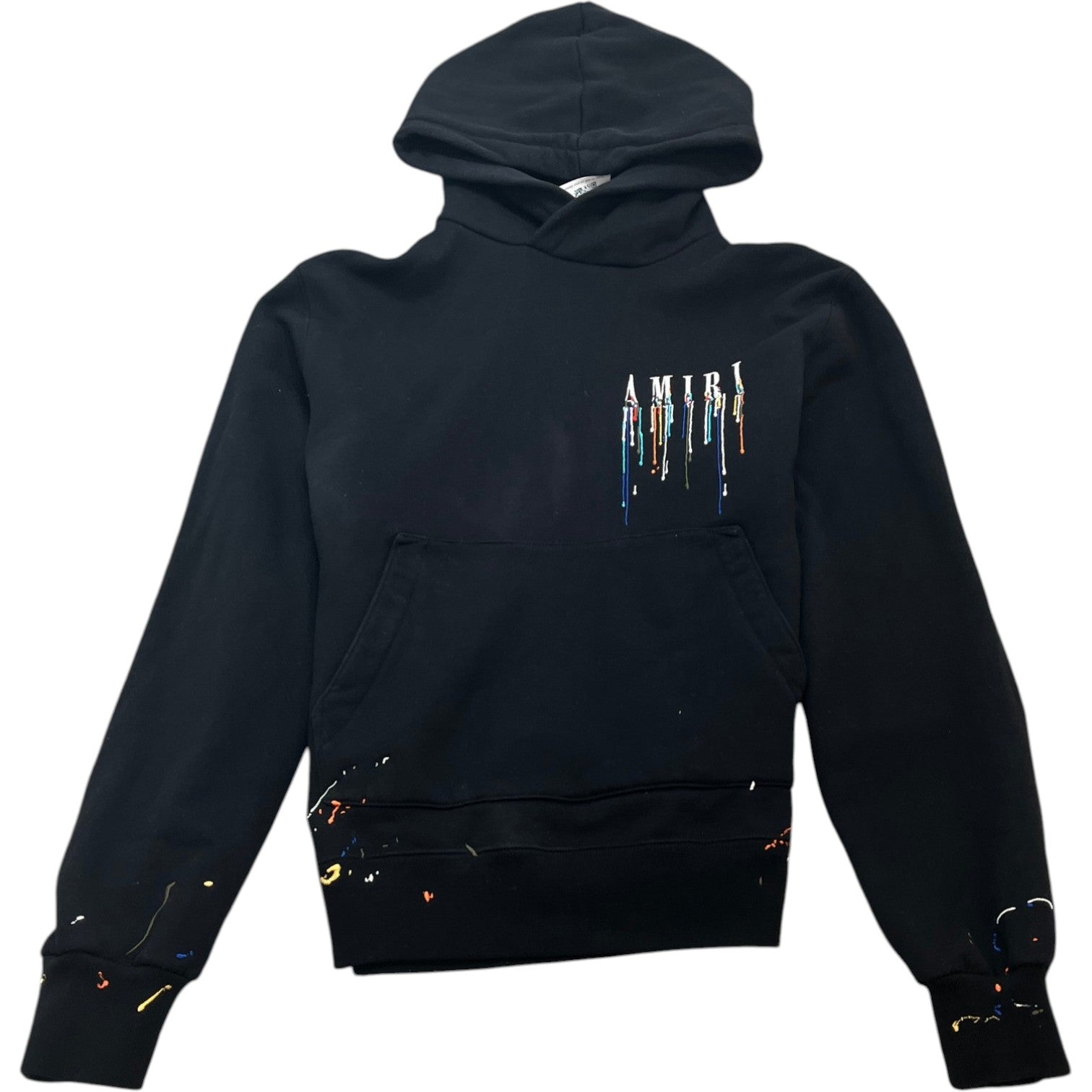 Men's Embroidered Paint Drip Hoodie Black Size M - Photo 1