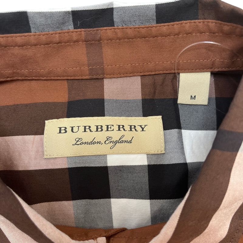 Men's Checkered Long Sleeve Shirt Brown Size M