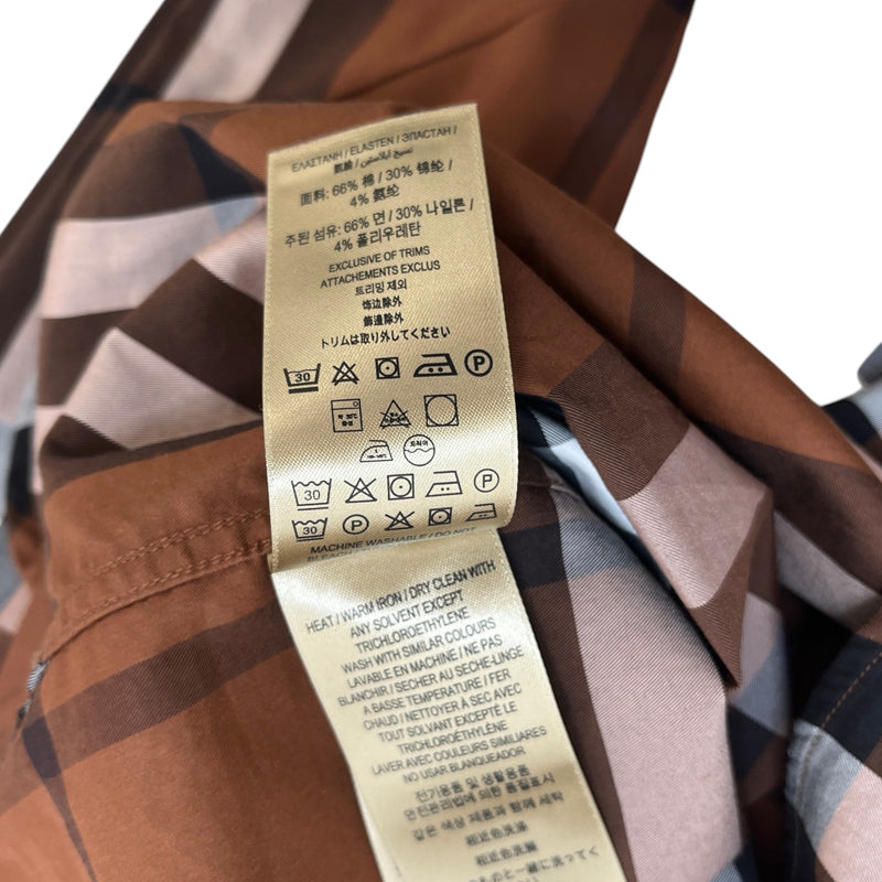 Men's Checkered Long Sleeve Shirt Brown Size M