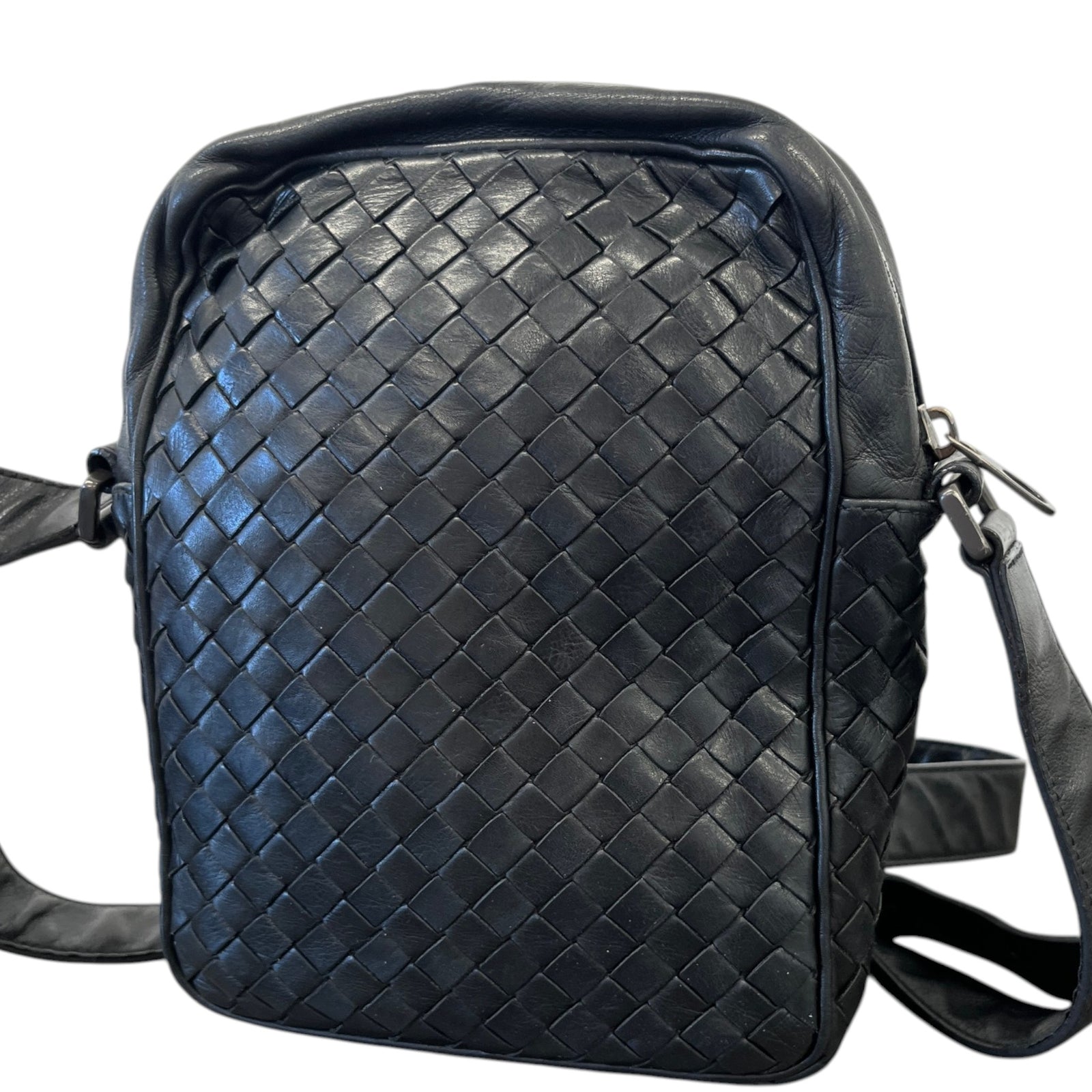 Men's Intrecciato Messenger Bag Black - Photo 9