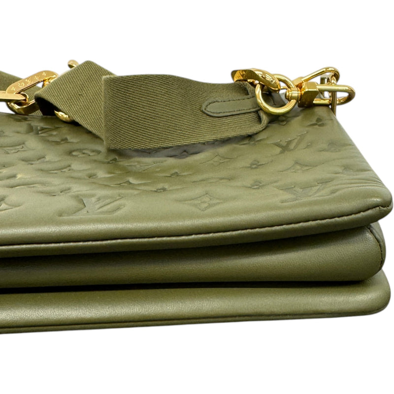 Women's Embossed Monogram Coussin MM Crossbody Bag Khaki