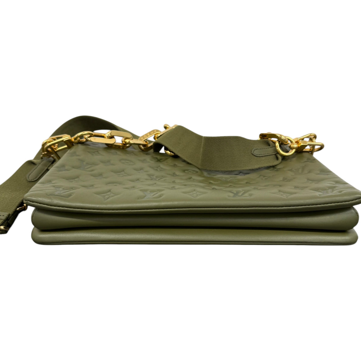 Women's Embossed Monogram Coussin MM Crossbody Bag Khaki - Photo 13