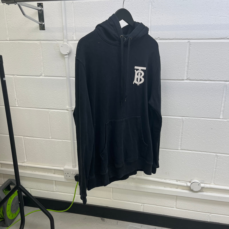Men's Tb Logo Print Hoodie Black Size L