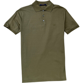 Men's Embroidered Logo Polo Shirt Khaki Size M