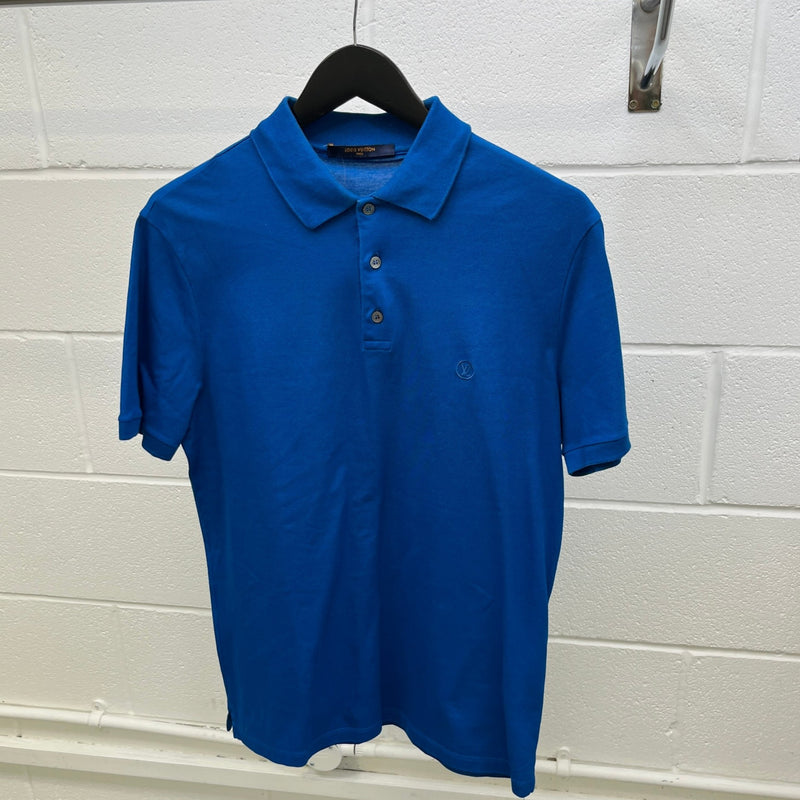 Men's Embroidered Logo Polo Shirt Blue Size M