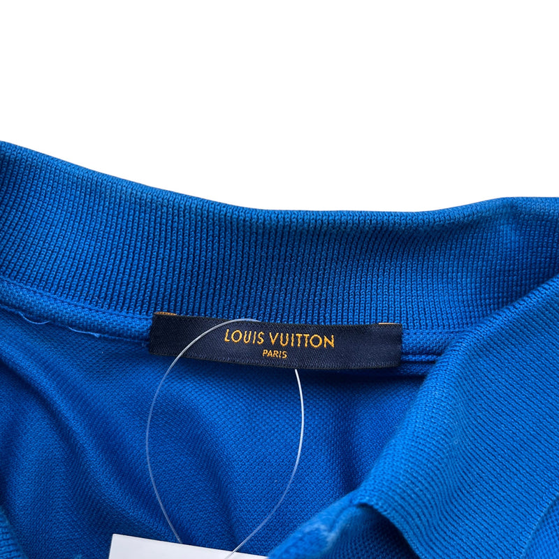 Men's Embroidered Logo Polo Shirt Blue Size M