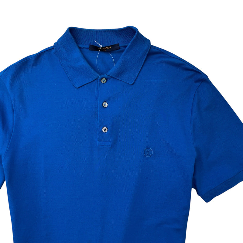 Men's Embroidered Logo Polo Shirt Blue Size M