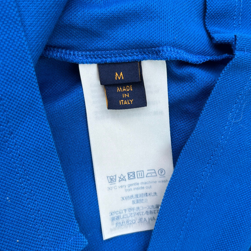Men's Embroidered Logo Polo Shirt Blue Size M