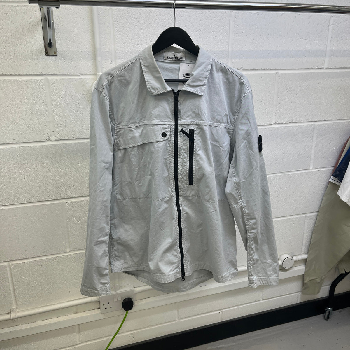 Men's Applique Logo OverShirt Grey Size XL - Photo 8