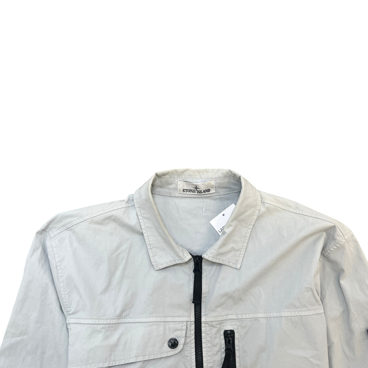 Men's Applique Logo OverShirt Grey Size XL - Photo 5