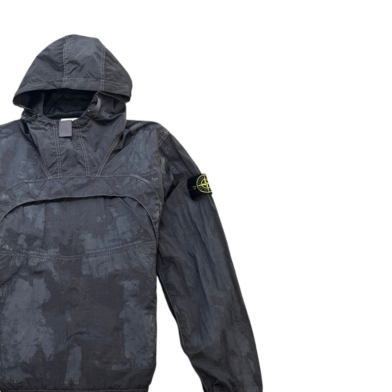 Men's Applique Logo Nylon Metal Econyl Camouflage Printed Windbreaker Grey Size S