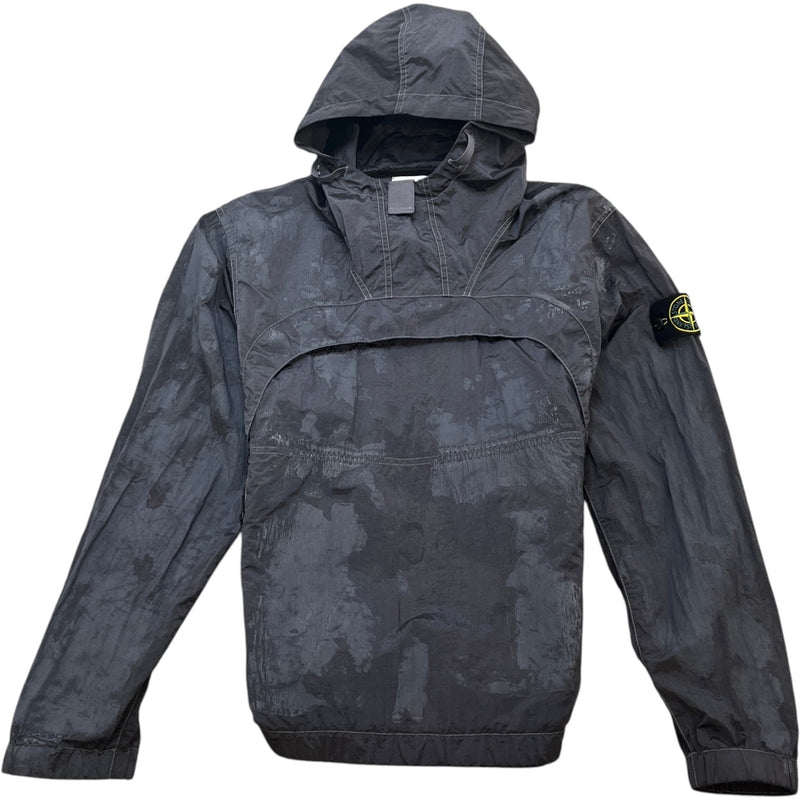 Men's Applique Logo Nylon Metal Econyl Camouflage Printed Windbreaker Grey Size S