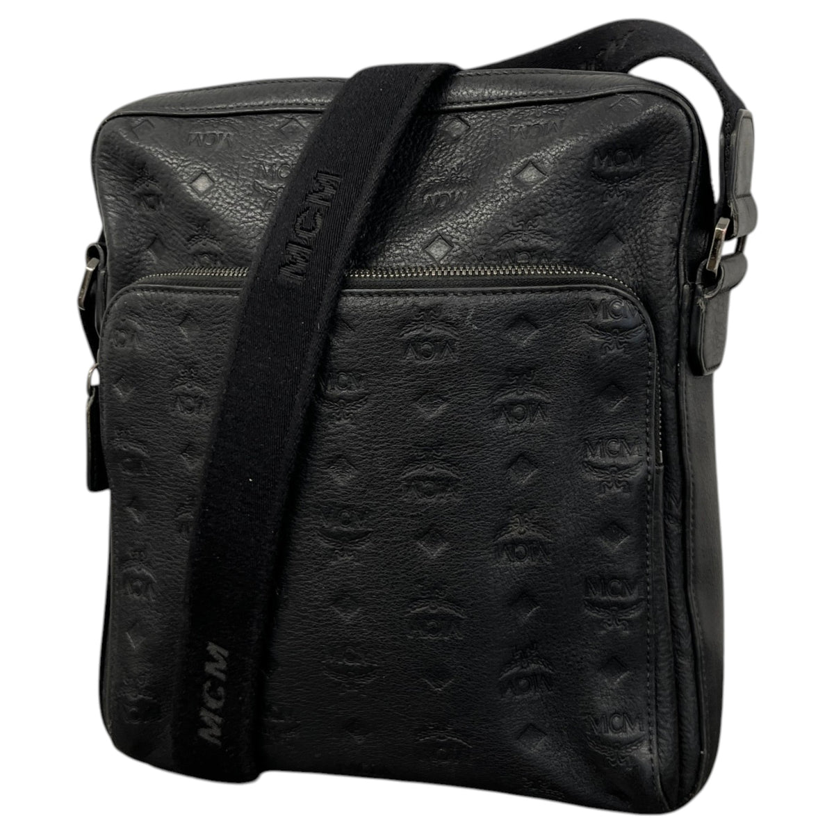 Men's Embossed Logo Messenger Bag Black - Photo 5