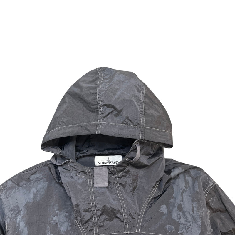 Men's Applique Logo Nylon Metal Econyl Camouflage Printed Windbreaker Grey Size S