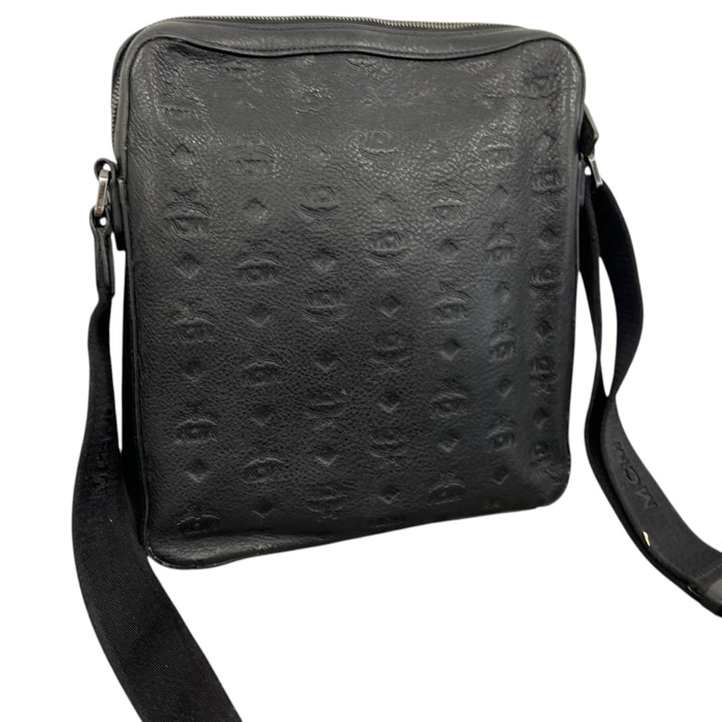 Men's Embossed Logo Messenger Bag Black