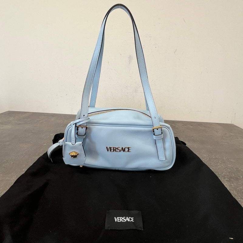 Women's Nappa Bowling Shoulder Handbag Blue