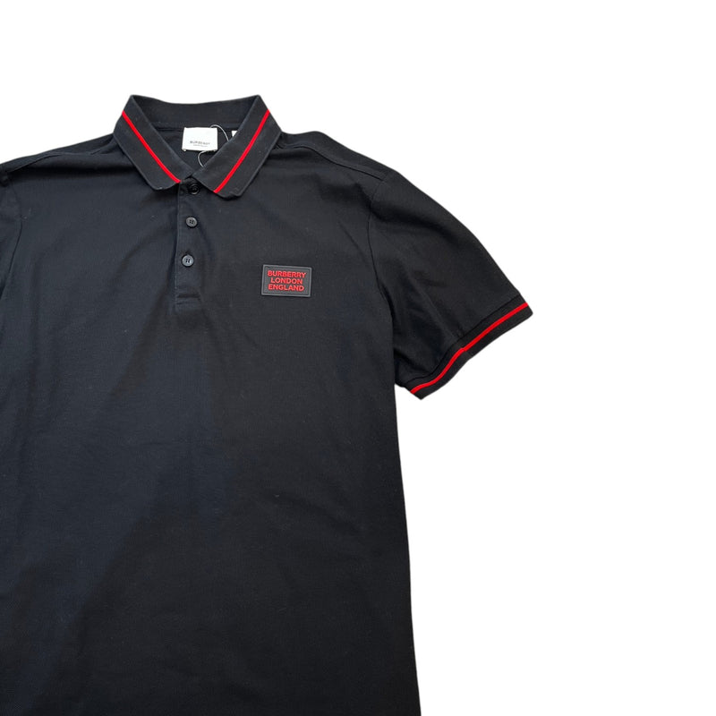 Men's Logo Patch Polo Shirt Black Size XL