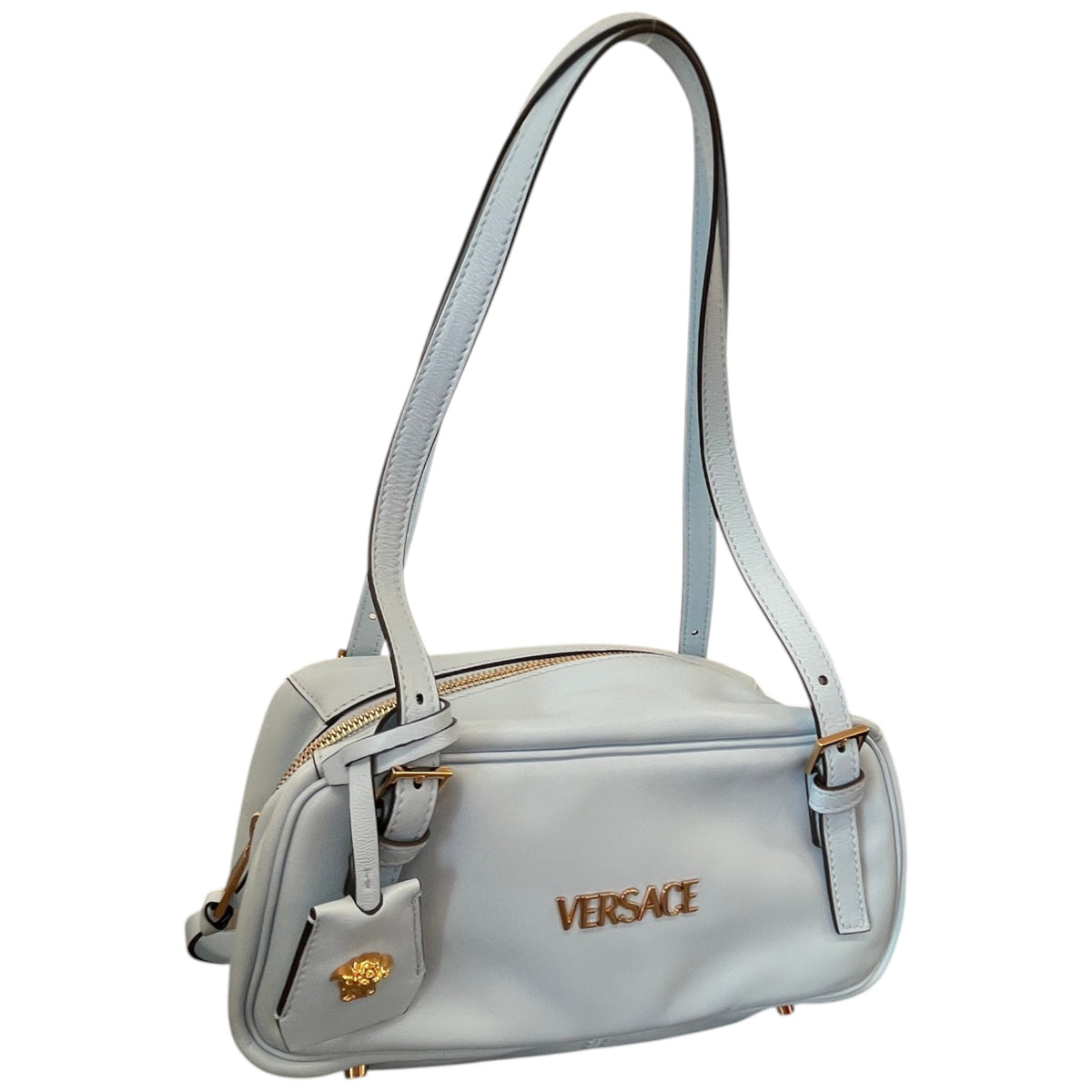 Women's Nappa Bowling Shoulder Handbag Blue - Photo 4