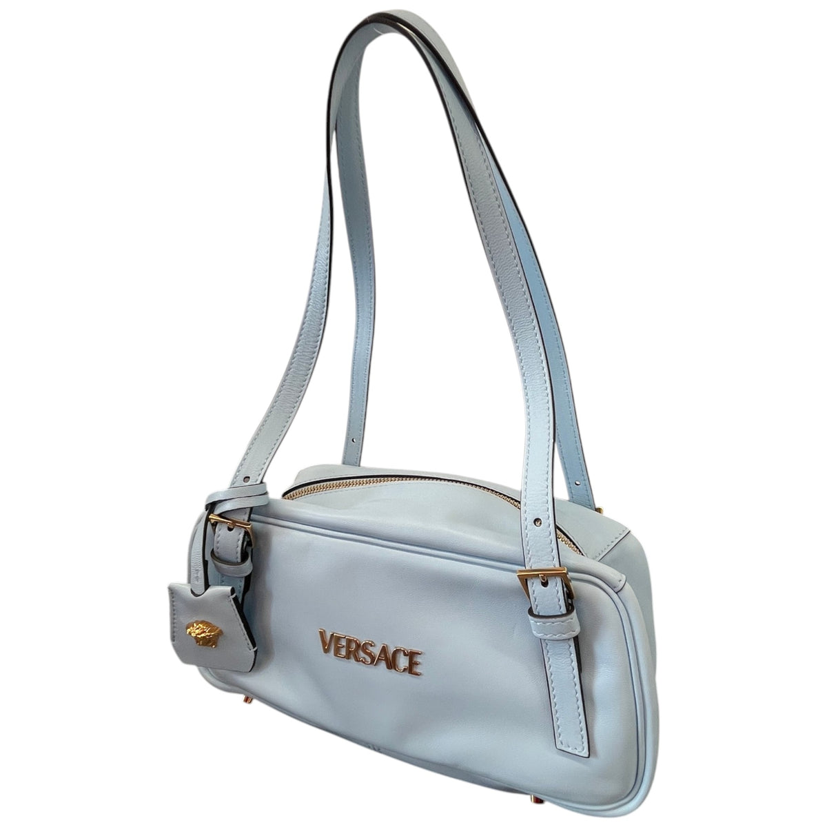 Women's Nappa Bowling Shoulder Handbag Blue - Photo 5
