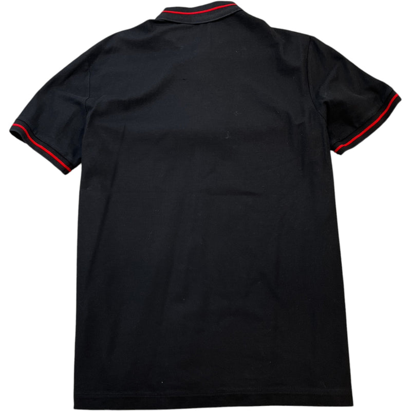 Men's Logo Patch Polo Shirt Black Size XL