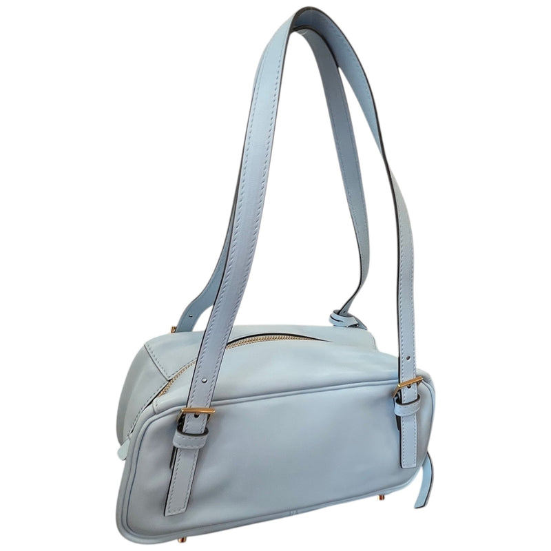 Women's Nappa Bowling Shoulder Handbag Blue